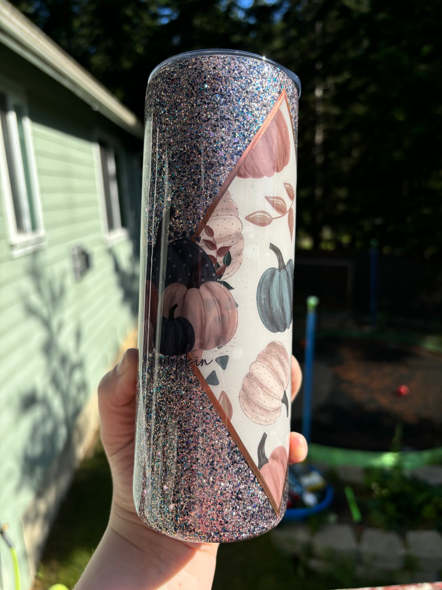 20 ounce Skinny Navy/Pink Hello Pumpkin