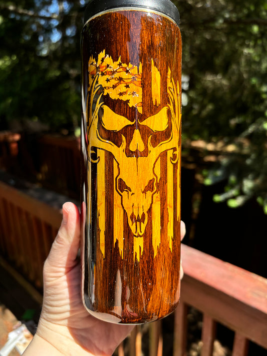 20 ounce Duo Woodgrain Skull