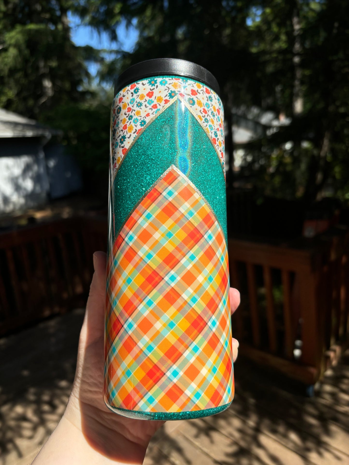 25 ounce Duo Teal Orange Fall V Split
