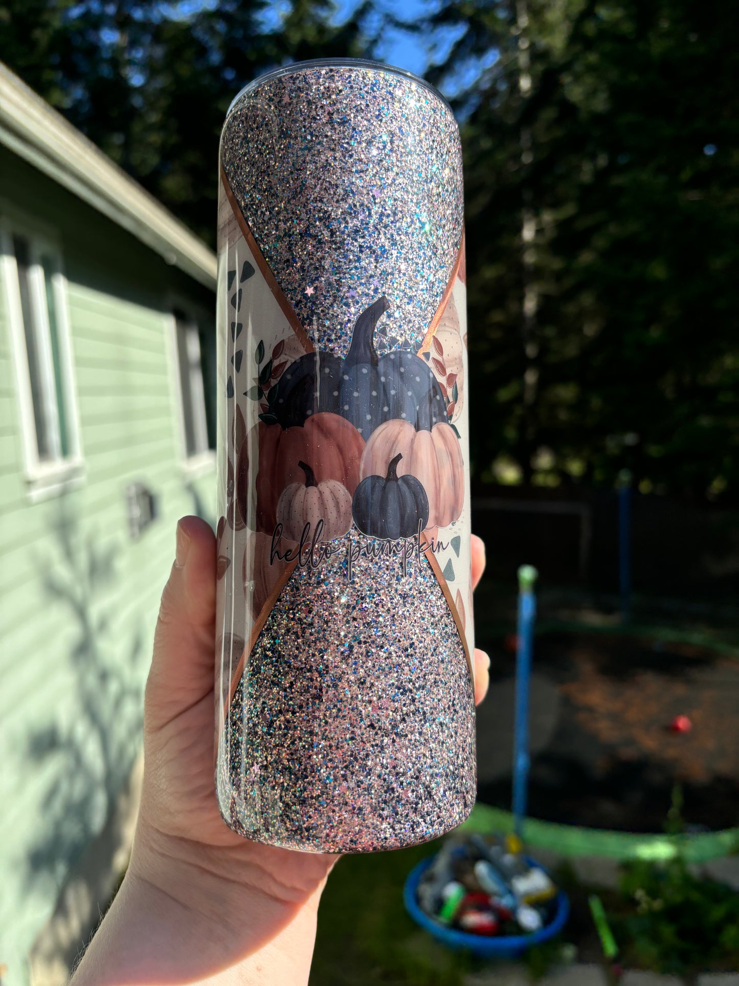 20 ounce Skinny Navy/Pink Hello Pumpkin