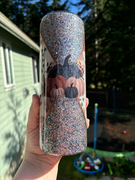 20 ounce Skinny Navy/Pink Hello Pumpkin