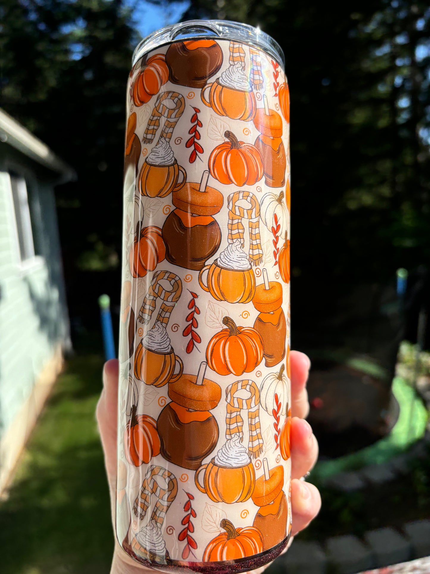 20 ounce Skinny Brown and Orange My Heart Belongs to Fall