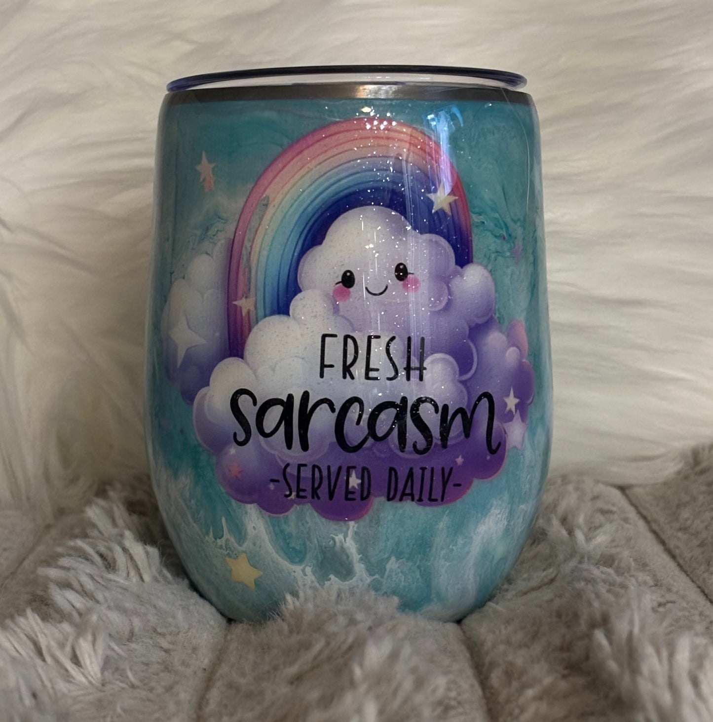 12 oz Wine Blue Ink Drop Sarcasm