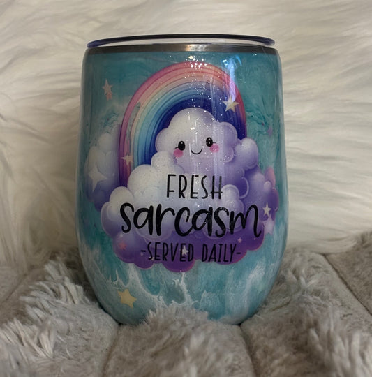 12 oz Wine Blue Ink Drop Sarcasm