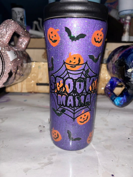 16 ounce Slim Travel Jack O'Lanterns and Bats (Glows)