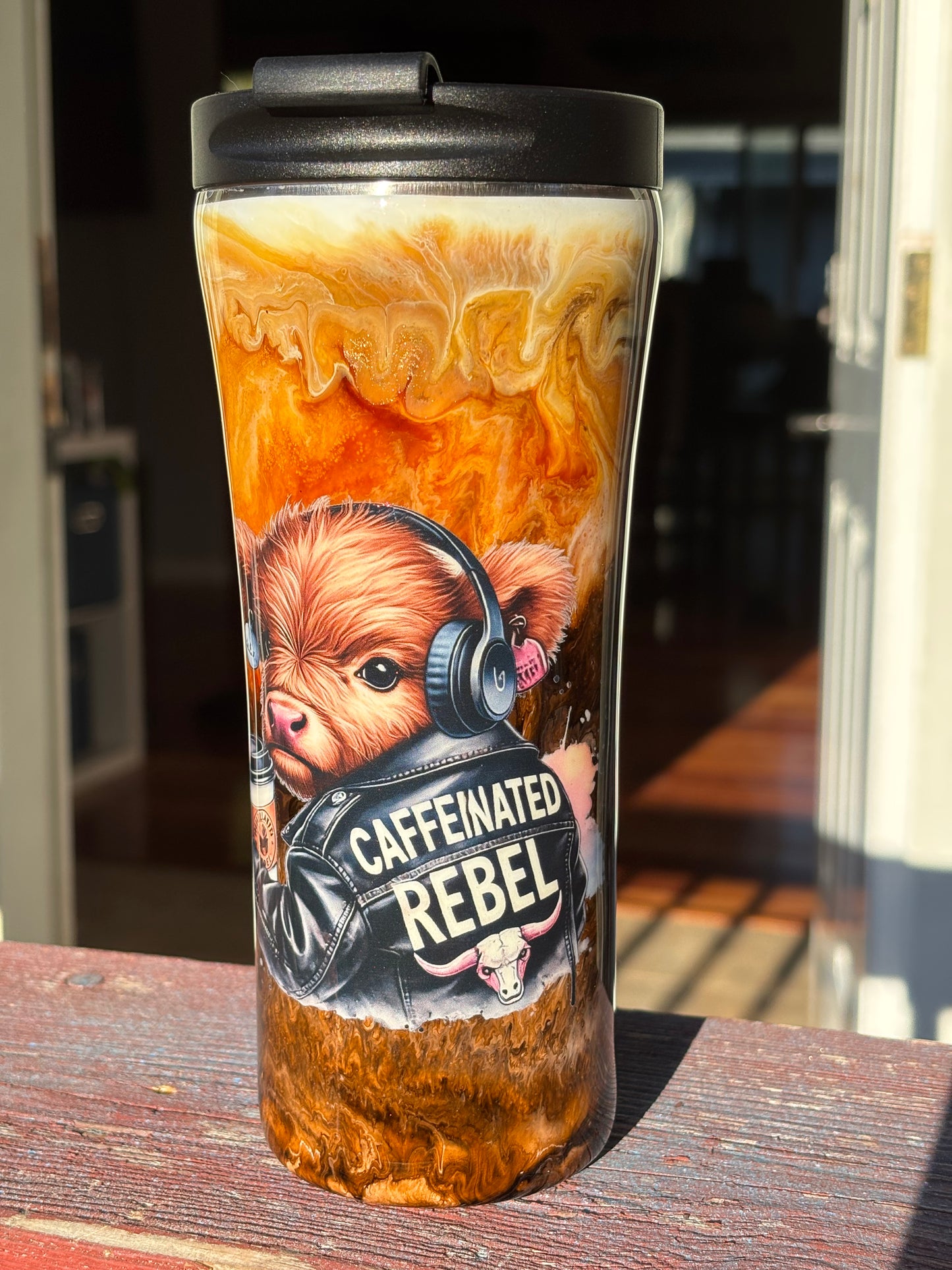 16 ounce Slim Travel Caffeinated Rebel Coffee Swirl