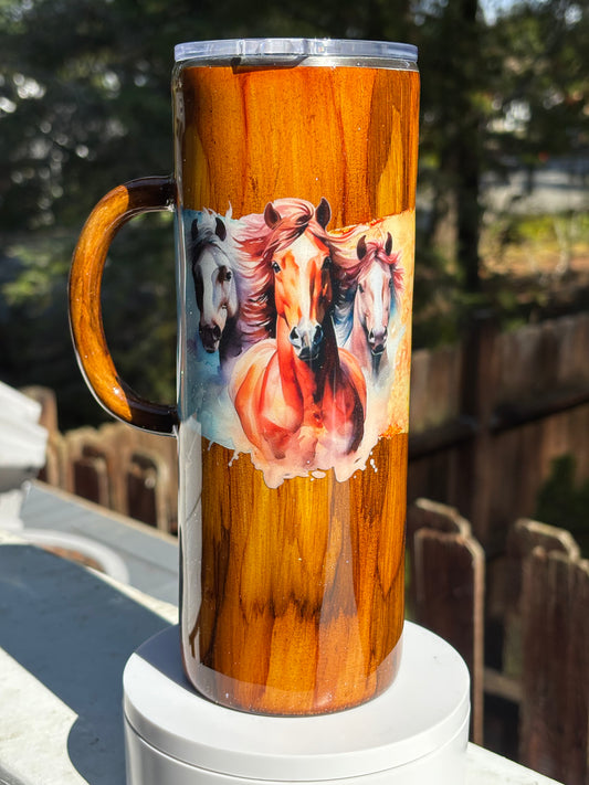 24 ounce handled plump Woodgrain Horses