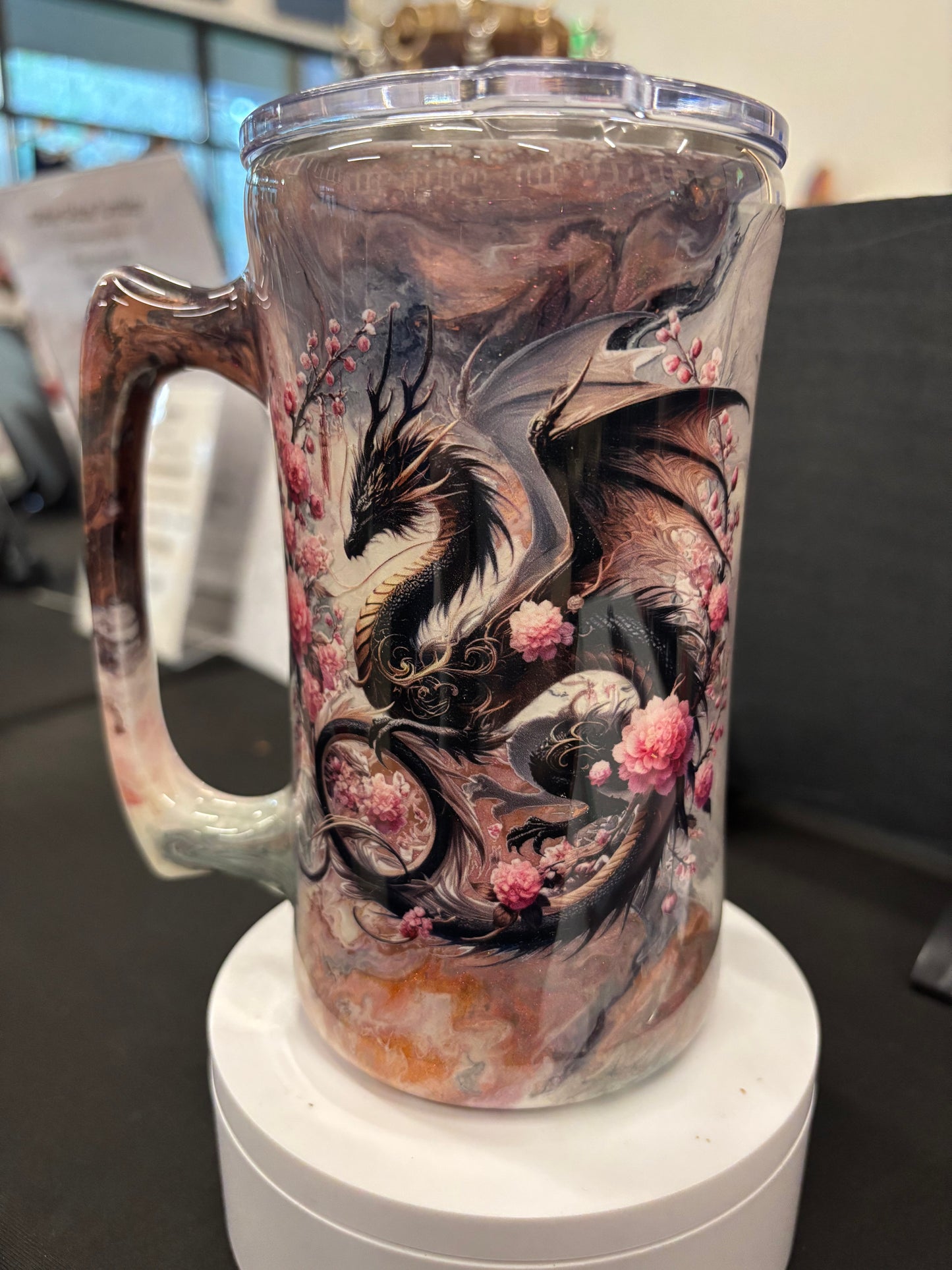 20 ounce Beer Mug Pink Dragon Believe in Yourself
