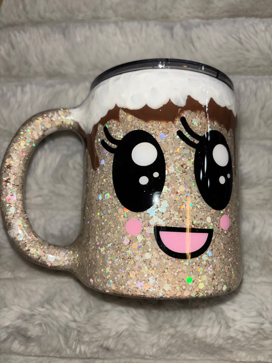12 oz morning mug cocoa white/brown drip